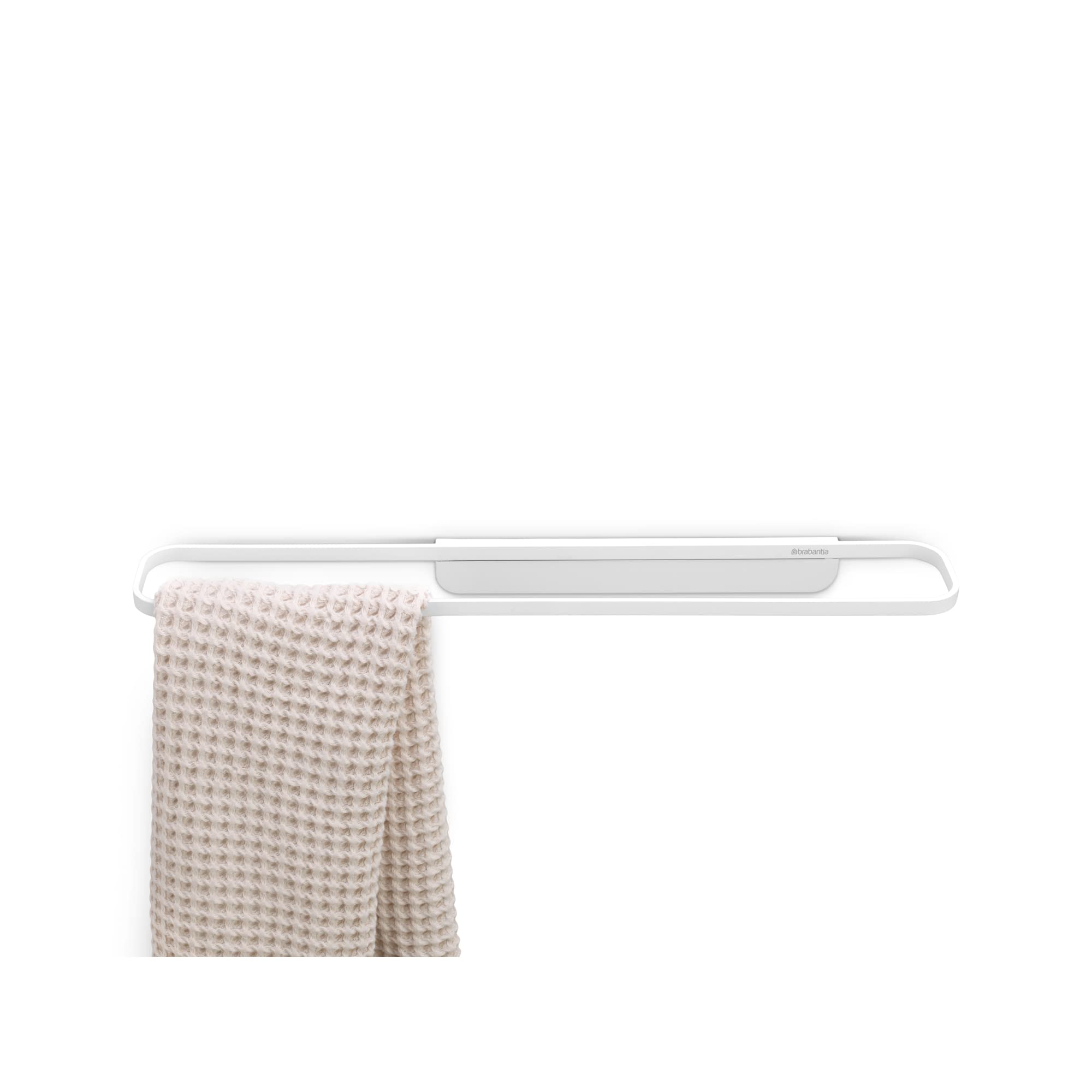 Brabantia - Mindset Towel Rail - Fits Regular or Folded Big Towels - Holds Up to 2 kg - Corrosion Resistant - Bathroom Storage Accessory - Fixing Materials Included - Fresh White - 56 x 8.5 cm