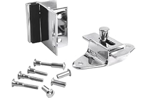 Brixwell Slide Latch and Keeper Set with Chrome Plated Finish, Zinc Material, Surface-Mounted, 3-1/2" Latch Hole Centers, Fits 1-1/4" Square Edge Pilaster, Includes Fasteners