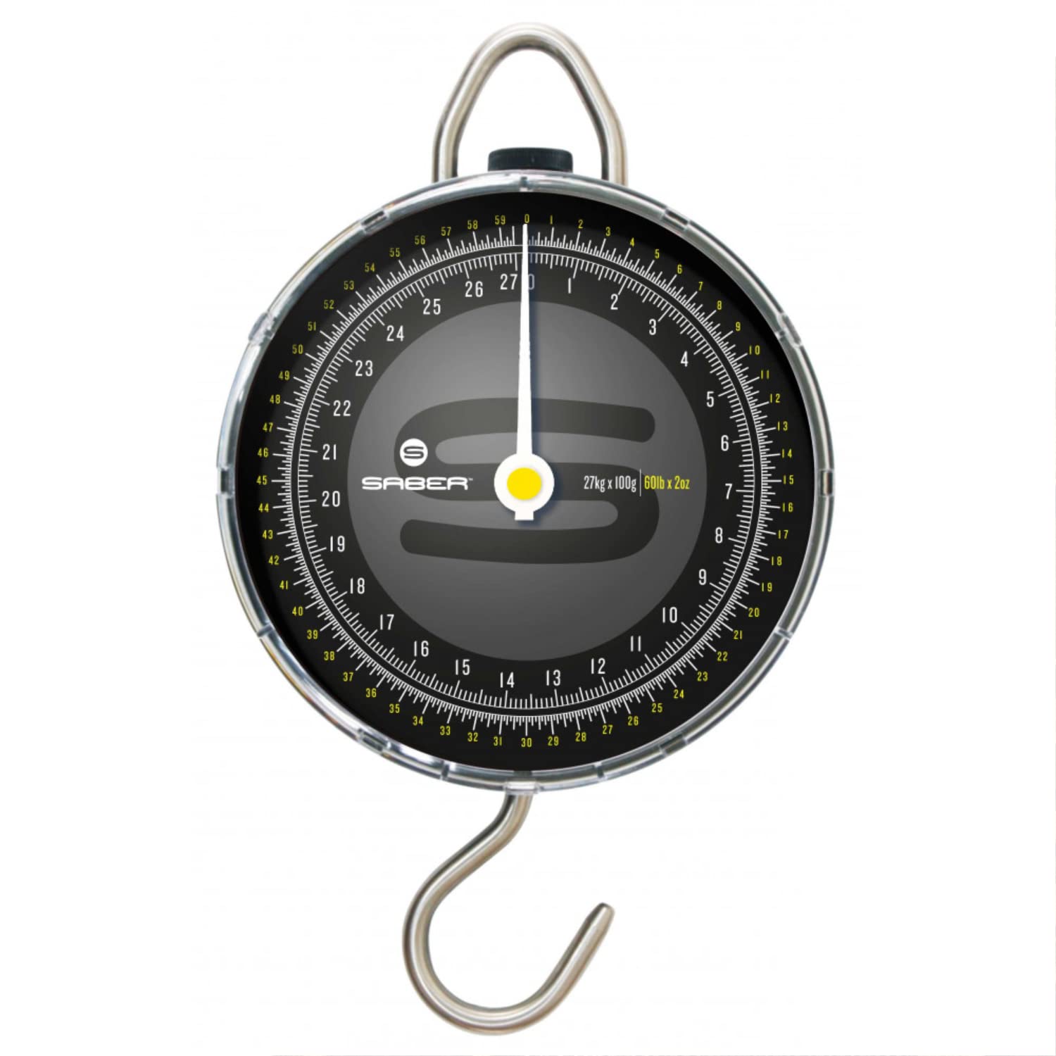Saber - Dial Scales - Up to 60lb - Black Scales - Fluorescent Pointer - Easy To Read - Perfect For Weighing Carp And Normal Fish
