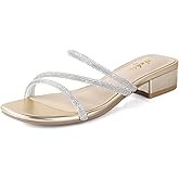 Ankis Black Nude White Strappy Heels Women 1 Inch Low Chunky Block Heel Heeled Sandals Square Open Toe Slip On Slides Mules