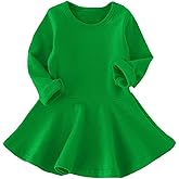 BGIRNUK Girls' Baby Dress Infant Toddler Girl Ruffles Long Sleeves Knit Sweater Cotton Dress