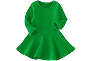 BGIRNUK Girls' Baby Dress Infant Toddler Girl Ruffles Long Sleeves Knit Sweater Cotton Dress