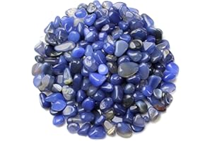 SEEKUP 1 Lb (460 g) Blue Agate Stones Decorative Rocks Irregular Gemstone Natural Crystal Pebbles Crushed Quartz Pieces for Jewelry Making/Handwork Craft/Home Decoration