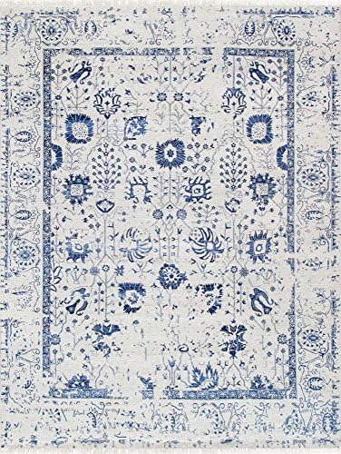Pasargad Carpets VASE-3SDB 9' 1" X 1" Transitiona Silk &amp; Wool Area Rug Knotted, 9' 1" X 12' 1"