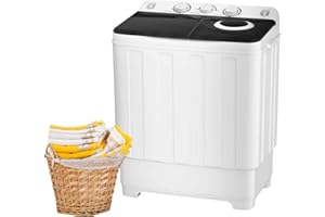 LINOR Portable Washing Machine, 2 In 1 Washing Machines, Twin Tub Compact Washer 28lbs Capacity, Laundry Washer with Control Knobs/Timer Function/Drain Pump, Washer and Dryer Combo for Apartment, Dorms