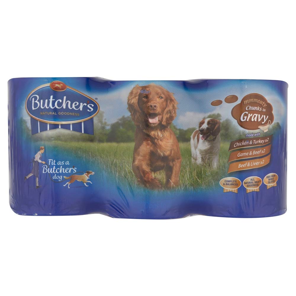 Butcher's Pet Care Butcher's Meaty Chunks in Gravy Dog Food Tins, 24 x