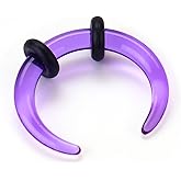BodyBonita 1Pcs Septum Stretching Kit - 10G Acrylic Stretched Septum Pincher Taper Rings C Shape Ear Gauge Nose Cartilage Piercing Jewelry for Women Men 12mm Purple