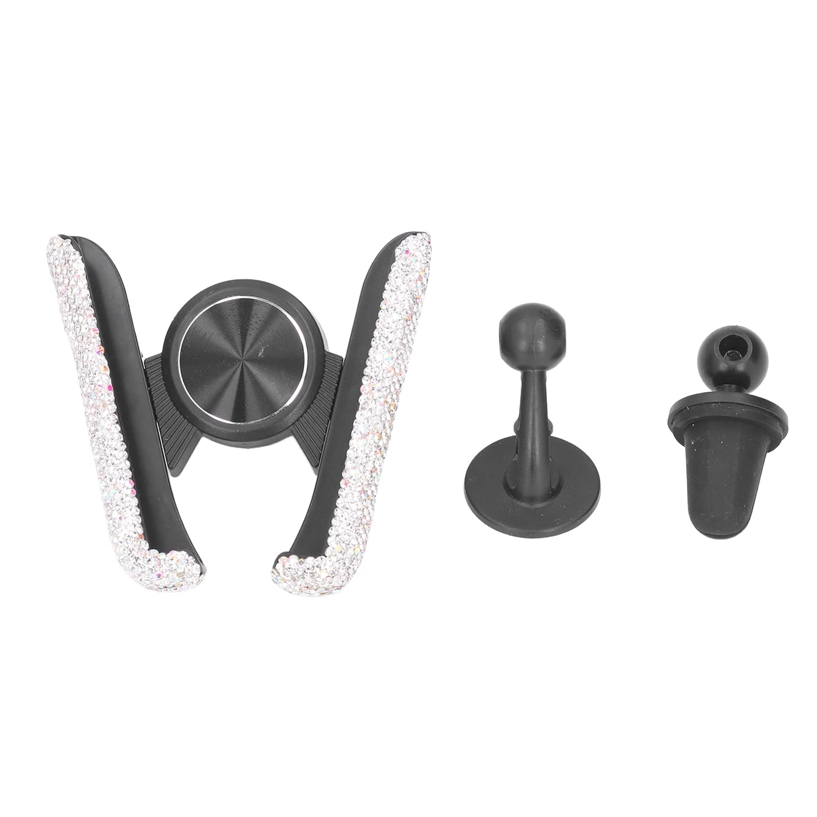 Aramox Car Phone Holder, Universal Bling Rhinestone Vehicle Cell Phone Mount, Adjustable ABS Material, White, for Women Girls