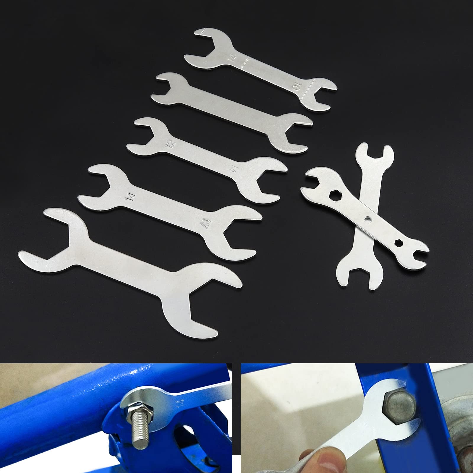 NWpangu Ultra Thin Double-Open Ended Wrench Set, Stainless Steel Repair Tool Set Combination Spanners, 7PCS in Different Sizes.