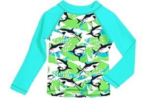 UNIFACO UPF 50+ Little Boys Long Sleeve Rash Guard Swim Shirt Premium Sun Shirt for 1-8 Years