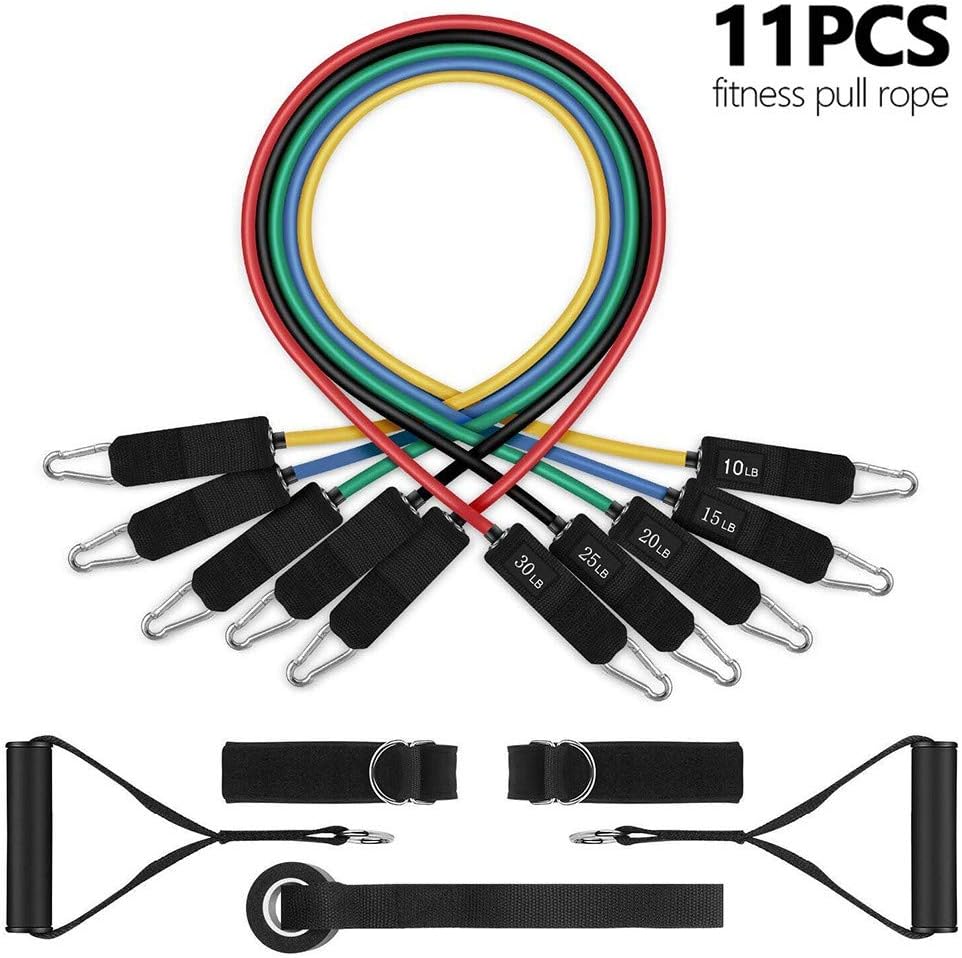 XLBHD Power Guidance 11 PCS Resistance Bands Set Fitness Latex Tubes Rubber Loop Band for Resistance Training, Home Gyms Yoga