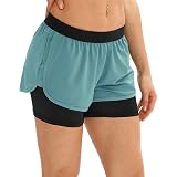 Icyzone Women's 2-in-1 Running Shorts - Activewear Workout Shorts With Mesh Liner, 3" Inseam