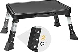 BONTEC 3-Level Height Adjustable Step Stool Foldable Anti-Slip Platform Black