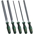 Bosch File Set 5-Piece (Robust Metal File Set incl. Round/Half-Round/Flat/Triangular/Square Files; Hard Carbon Steel; Shaft Length 200mm; Medium Stroke 2; Ergonomic Softgrip)