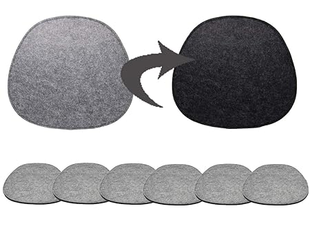 Bada Bing 6er Set Filz Stuhlkissen Sitzkissen Oval Anthrazit Hellgrau Meliert Stuhlauflage Zum Wenden Wendekissen Für Designe