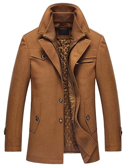 Lavnis Herren Warm Wollmantel Stehkragen Wintermantel Kurzmantel Winter Jacke Business Freizeit