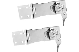Augiimor 2PCS 4 Inch Keyed Hasp Locks, Keyed Alike Twist Knob Keyed Locking Hasp, Stainless Steel Catch Latch Safety Lock for Cabinets, Door (Silver)