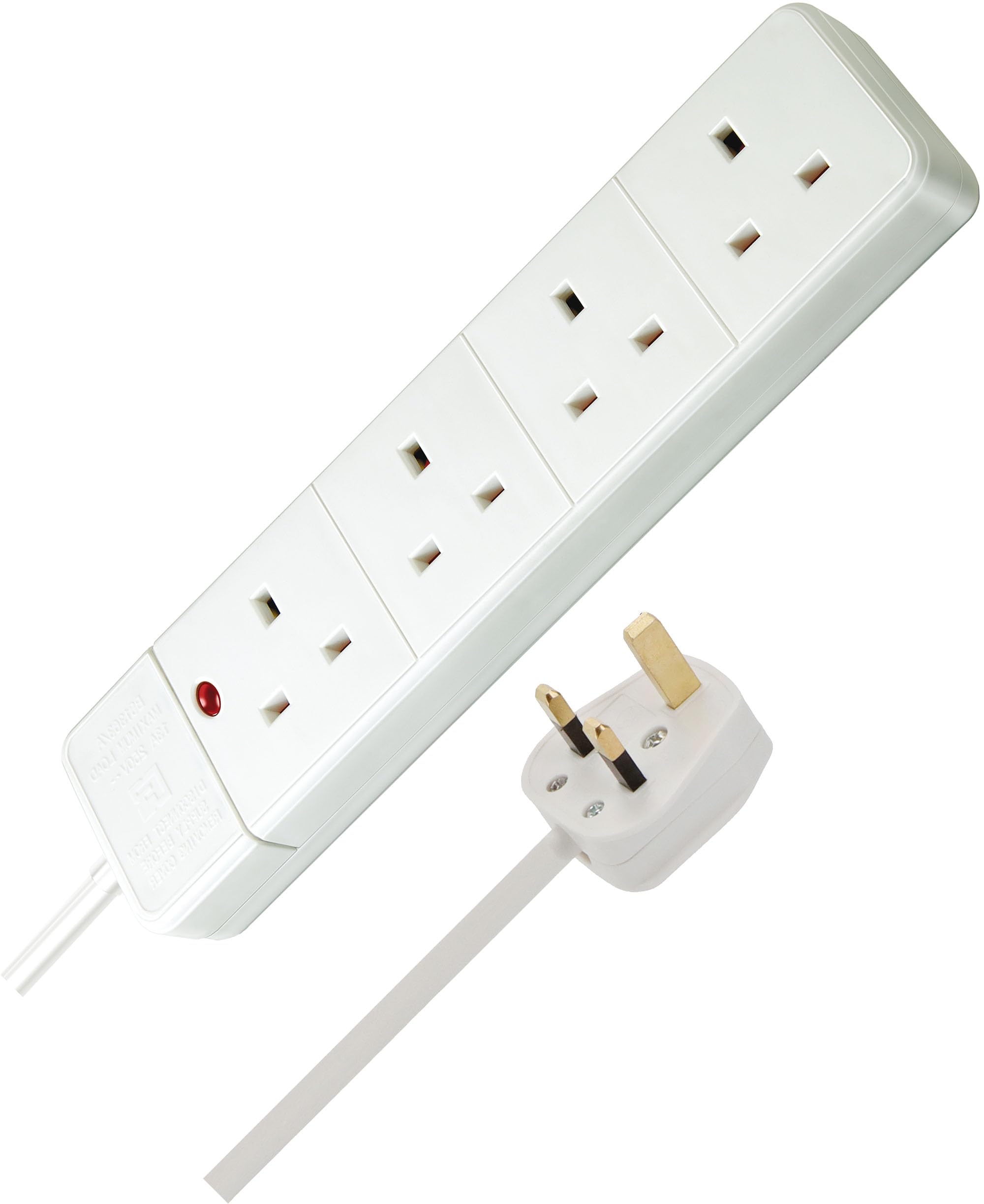 Brennenstuhl 4-Way Extension Lead with neon indicator (2m cable, Power Strip with 90° angle of sockets)