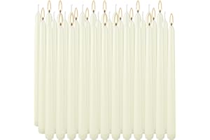FCLAYVTS 36 Pack Ivory Taper Candles 10 inch(H) Dripless, Smokeless & Unscented - Long Burning Time - Hand Poured Tall Candlesticks - Ideal for Restaurant,Weddings, Dinner Parties, and Home Decor