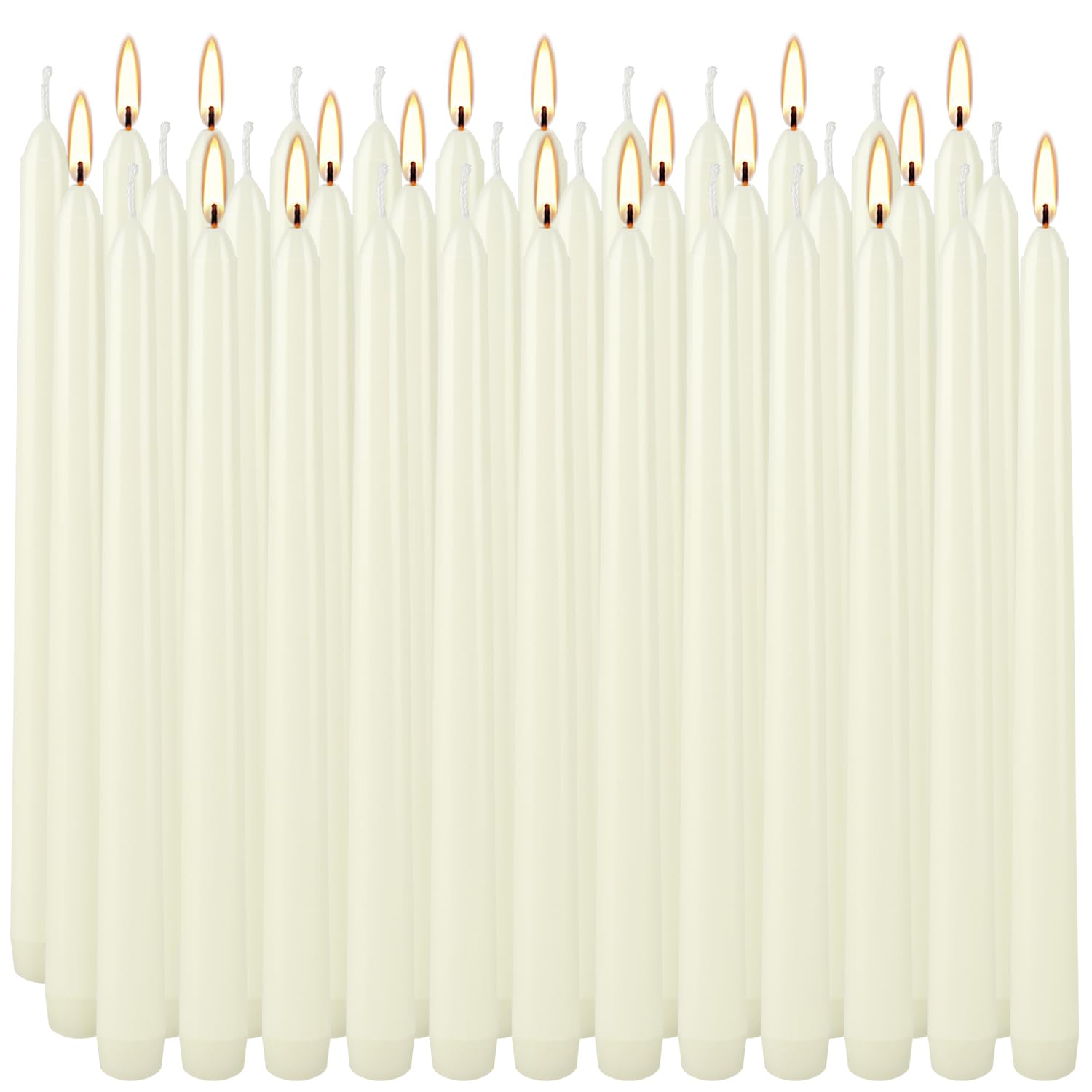 Photo 1 of 36 Pack Ivory Taper Candles 10 inch(H) Dripless, Smokeless & Unscented - Long Burning Time - Hand Poured Tall Candlesticks - Ideal for Restaurant,Weddings, Dinner Parties, and Home Decor