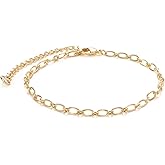 LOYATA Chain Bracelet Gold Link 14K Gold Plated Dainty Pearl Bracelet Simple Jewelry Gift for Women