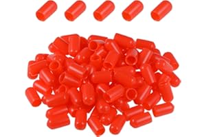 DMiotech 100 Pack 1/4" ID Red Screw Thread Protectors Rubber End Caps Bolt Covers for Screw Bolt Furniture Pipe