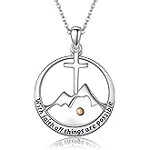 HUKKUN Mustard Seed Necklace Sterling Silver Mountain/Daisy Faith Necklace Christian Jewelry Gift for Women