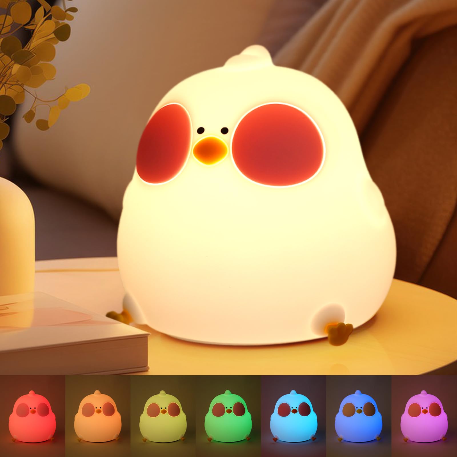 ELZO Night Light for Kids, Cute Animal Silicone Nursery Night Lamp, 7 Colors+36H, Touch Control, USB Rechargeable, for Baby Children Toddlers Teen Girls Boys Breastfeeding, Gift