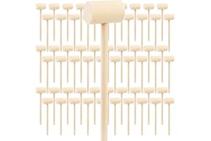 DEAYOU 60 PCS Mini Wooden Hammers Mallets, Crab Mallet Wood Hammer for Chocolate, Breakable Hearts, Small Multi-Purpose Hardwood Cracking Tool Beating Gavel for Lobster, Seafood, Shellfish, Crafts