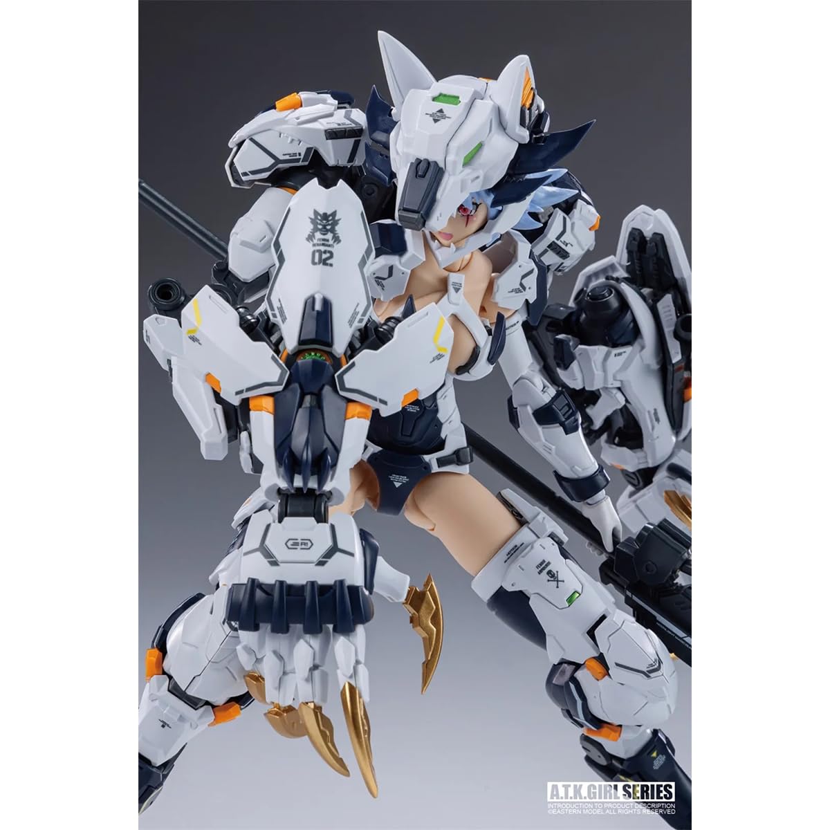 HiPlay E-Model Plastic Model Kits: Fenrir Mecha Girl - White Wolf, A.T.K Girl, Mecha Musume, Anime Style 1:12 Scale Miniature Collectible Action Figures EM2024001YC