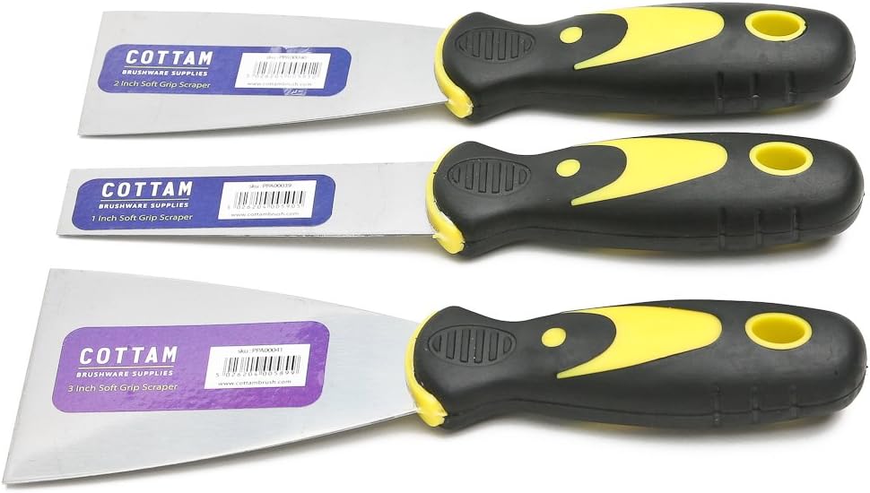COTTAM Soft Grip Scraper Set (Pack of 3), in Sizes 1", 2" & 3", for DIY Wallpaper & Paint Removal, Decorating - Image 5
