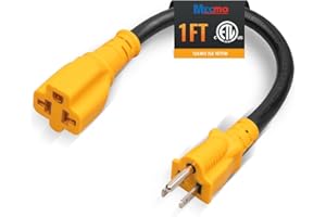 MECMO 12 inch 15 Amp Household to 20 Amp AC Power Adapter Cable 12AWG, [4 in 1] NEMA 5-15P to 5-15R, 5-20R, 6-15R, 6-20R T Blade Adaptor, 15A 125V to 20A 250V, 15Amp 125V to 20Amp 250V Extension Cord