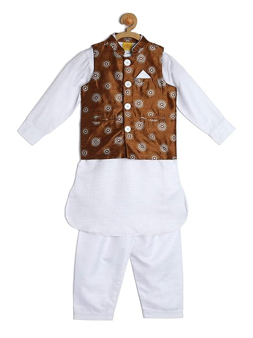 Boy's Cotton Kurta Pyjama (ILS00S190004F_White_9-10yrs)