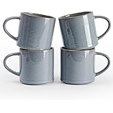 famiware Nature Coffee Mugs Set of 4, 14 oz Coffee Mug Set, Coffee Cups with Handle for Coffee, Tea, Cocoa and Milk, Microwave and Dishwasher Safe, Light Blue
