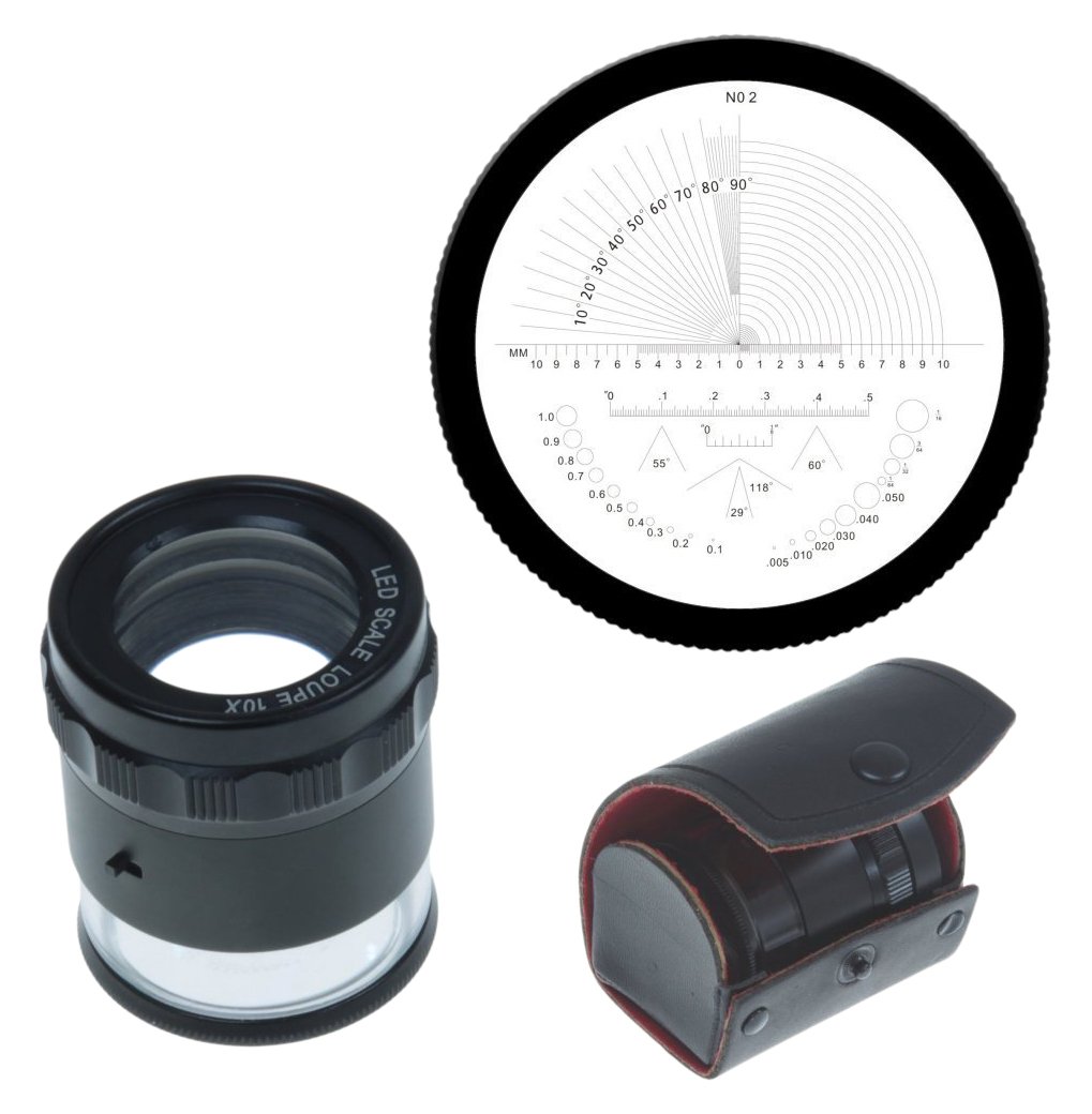 iGaging 36LED10 Stand Measuring Magnifier, Loupe 10X with Scale LED