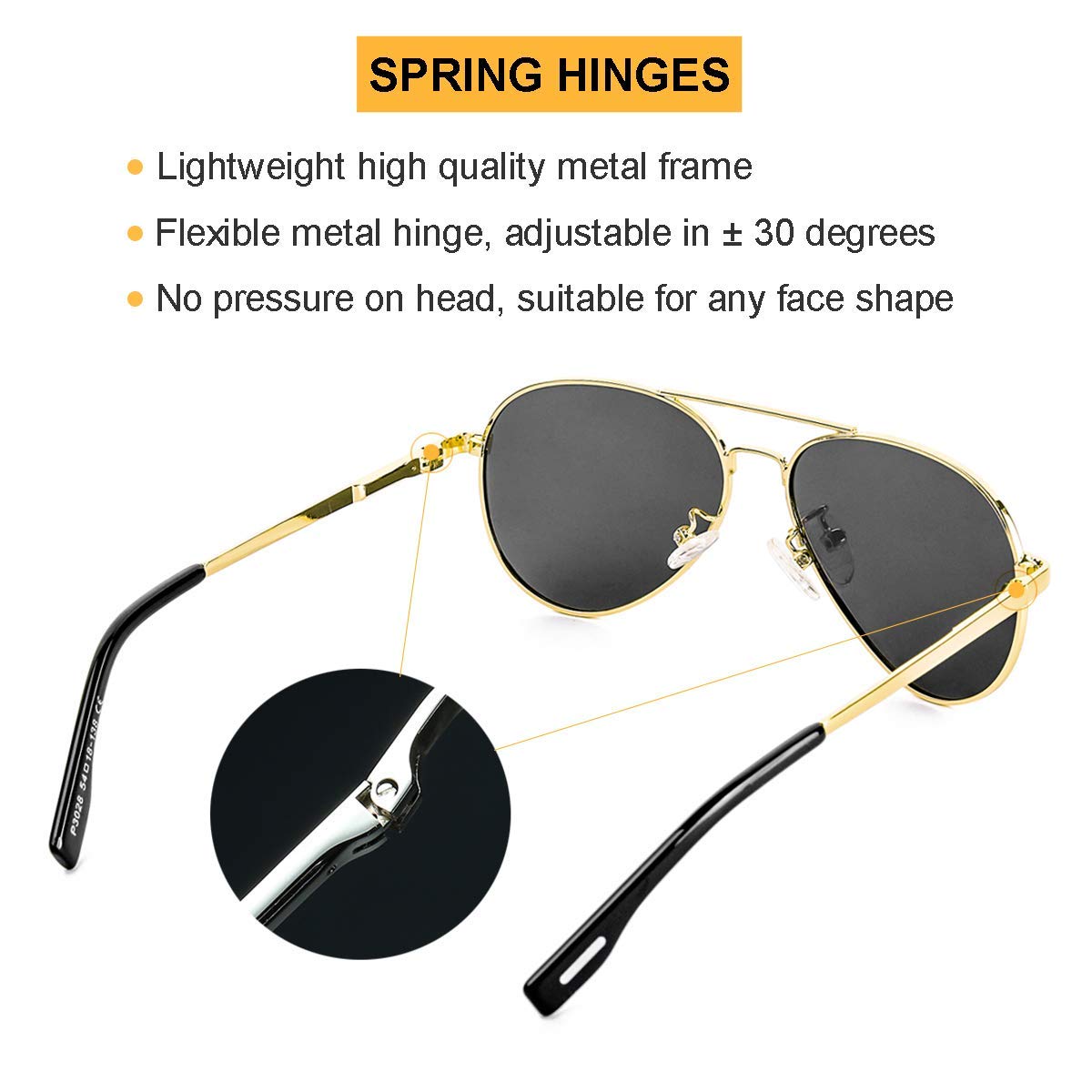 Gleyemor Polarized Aviator Sunglasses for Small Face Women and Men, 52MM Small Aviators 100% UV Protection