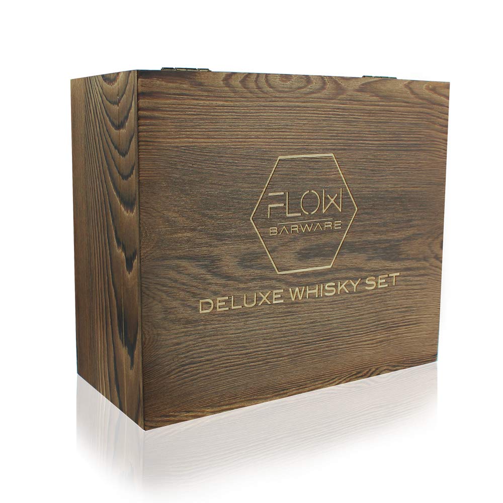 FLOW Barware Set Regalo 2 Bicchieri Da Whisky Iceberg In Vetro Pesante 300 Ml Con Stampi Per Ghiaccio Inclusi