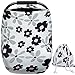Arnzion Baby Hooded Towels for Girls Floral Babies Car Seat Protector Infant Bating Towels for Girls (Black)