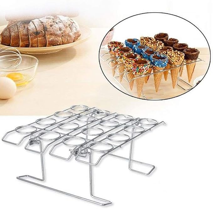 Cupcake Cones Baking Rack, 16 Hole Foldable Ice Cream Cone