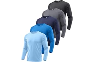 ZITY Long Sleeve T Shirts for Men 5 Pack UPF 50+ Sun Protection Tee Shirt Moisture Wicking Sports Gym Top for Workout Running