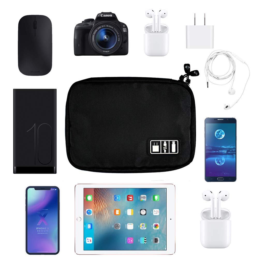 Ciaoed Elektronische Tasche Kabeltasche Zubehör Reisetasche Kabel Organizer Tasche für Elektronisches Zubehör Wie Festplatte Und Handy USB Cable Power Banks Festplatte Schwarz