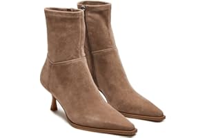 Goiphrri Ankle Boots for Women Stiletto High Heel Boots Pointed Toe Short Boots Side Zipper Dress Boots Elastic Fashion Trendy Boots