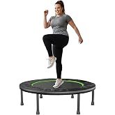 Steelite 40" Foldable Mini Fitness Trampoline, 10MM Thickened Bungee Rebounder Trampoline for Adults, 330LBS Capacity - Quiet &amp; Stable, Indoor Outdoor Jumping Exercise Equipment