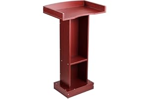 VEVOR Podium Stand, 41-Inch Wooden Lectern, Laptop Desk with Wide Reading Surface and Storage Shelf, Edge Stopper, Elegant De
