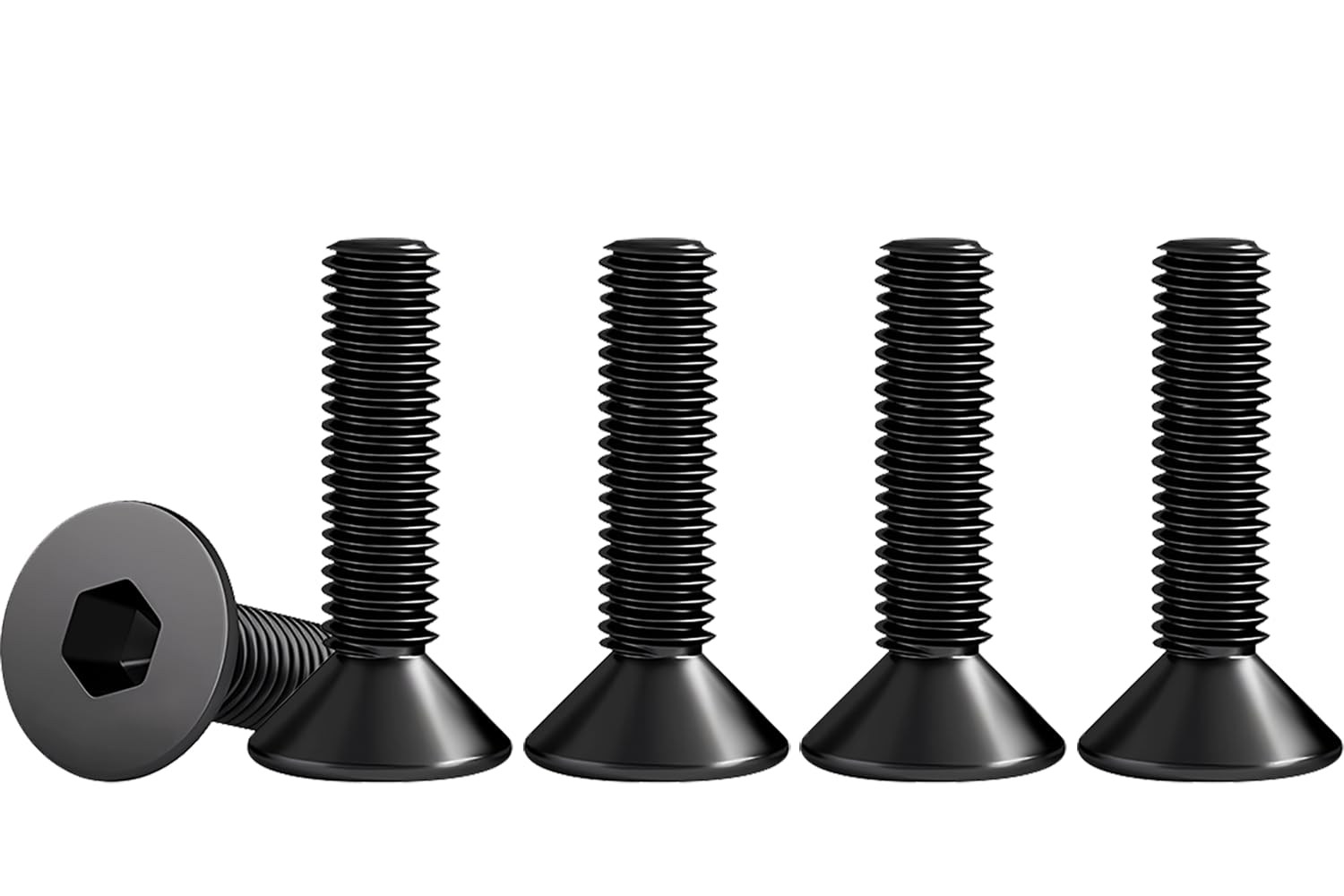 Drenky M4 Stainless Steel Screws, Black Countersunk Bolts M4 X 20mm Hex Socket Countersunk Bolts DIN 7991 / ISO 10642 Machine Screws Rustproof Flat Head Hex Socket Cap Screws (Pack of 50) — image 1