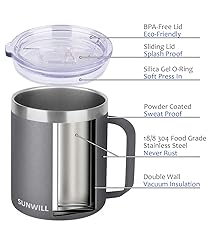 SUNWILL 14 oz Coffee Mug Set of 4, Insulated
