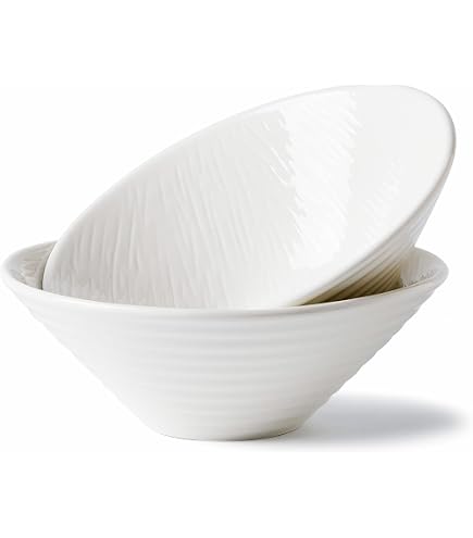 Yuanlity 35 Oz Japanese Ramen Bowl Set – 4 Pack, 8-Inch Ceramic Soup Bowls With Black Rim