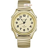 Hearkent Ladies Talking Watch for Seniors,Blind,Loud Clear English Voice | Analog Atomic Watch,Speaking Time,Date&amp;Alarm Time,Gift for Visually Impaired,Big Numbers,Easy Setup,No Charging (Women's)
