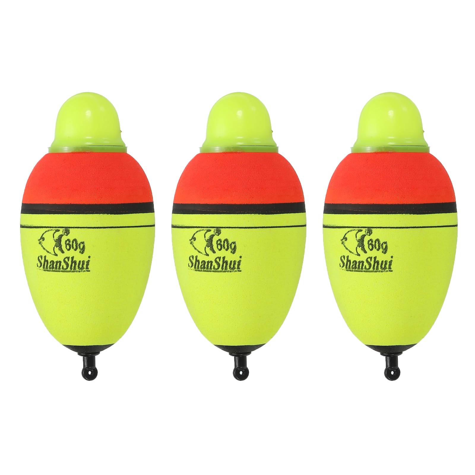 PATIKIL 2.1oz Lighted Fishing Slip Bobbers, 3 Pack EVA Green Red LED Light Up Fishing Float for Night Fishing, Yellow