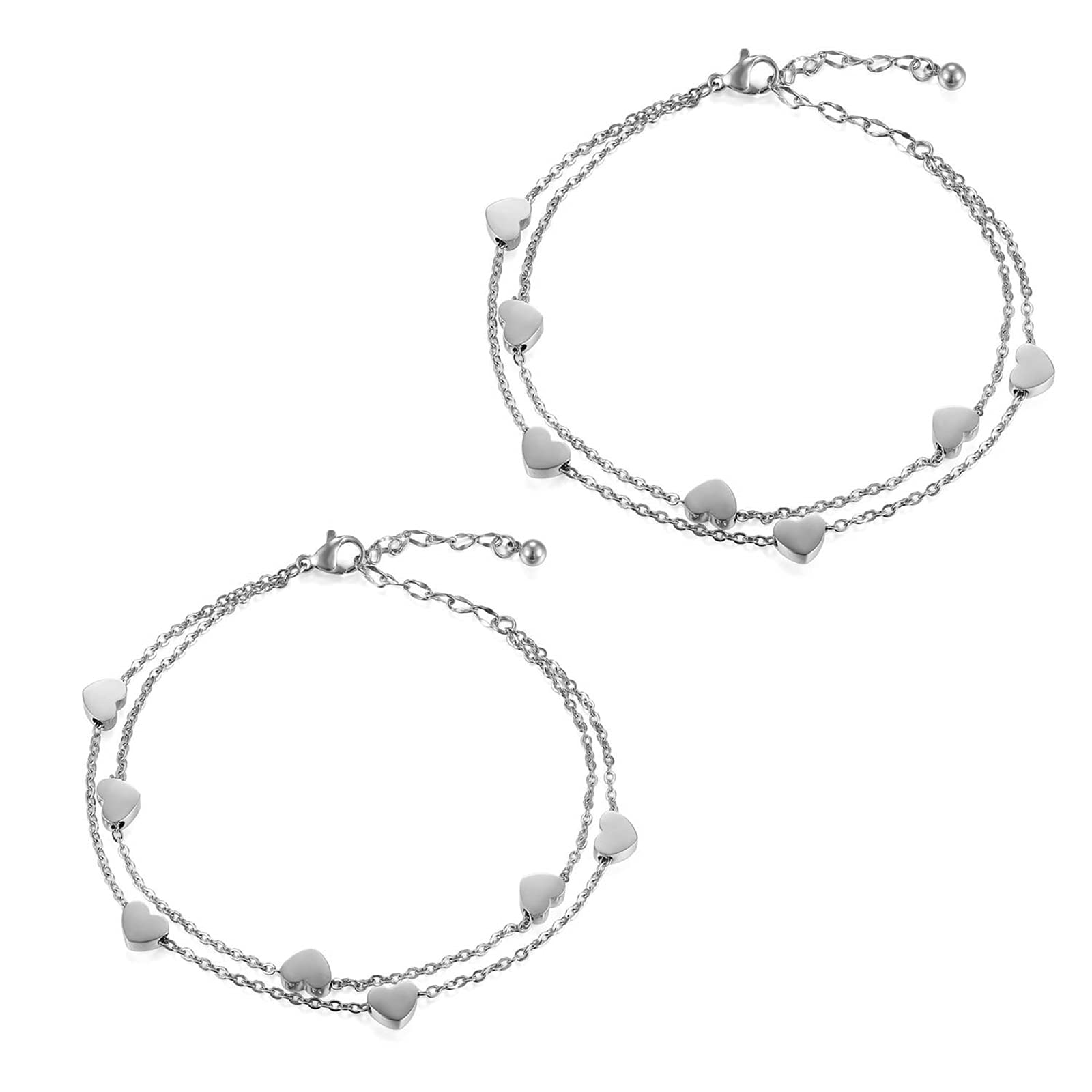 Flongo Anklet Friend Bracelet, Friend Bracelets for 2 Stainless Steel Bracelet Anklet Heart Infinity Sign Rose Gold Silver Elegant Ladies Girls Rose gold / infinity symbol.